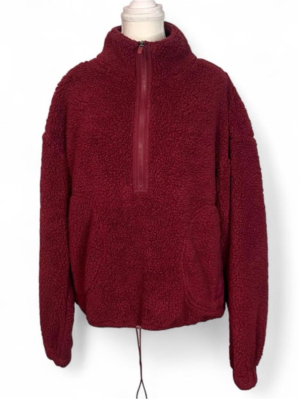 No Boundaries women’s Zip-Up plush Pullover Burgundy X-large